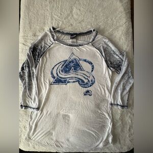 New Era White and Blue Short Sleeve Tee Avalanche Hockey